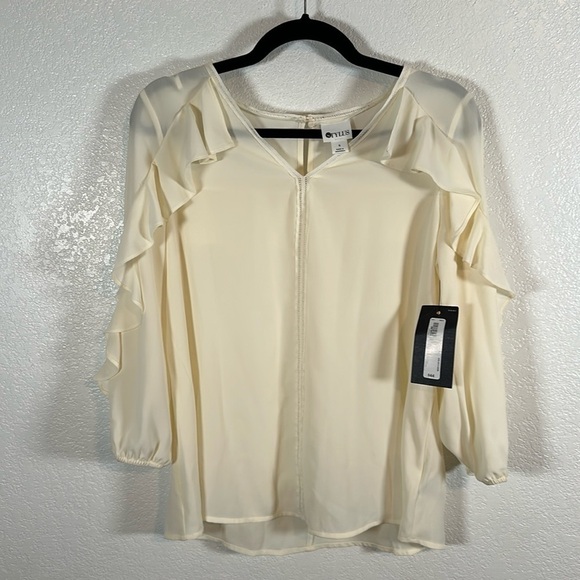 Stylus Ivory Spilt Ruffle Sleeve Blouse Size Small NWT - Picture 1 of 7